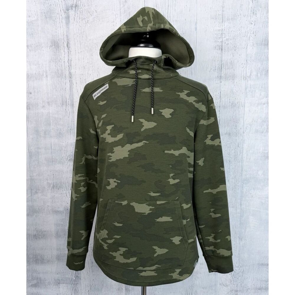 Legends Hawthorne Tech Green Camo Hoodie Mens M Pullover Curved Hem Performance